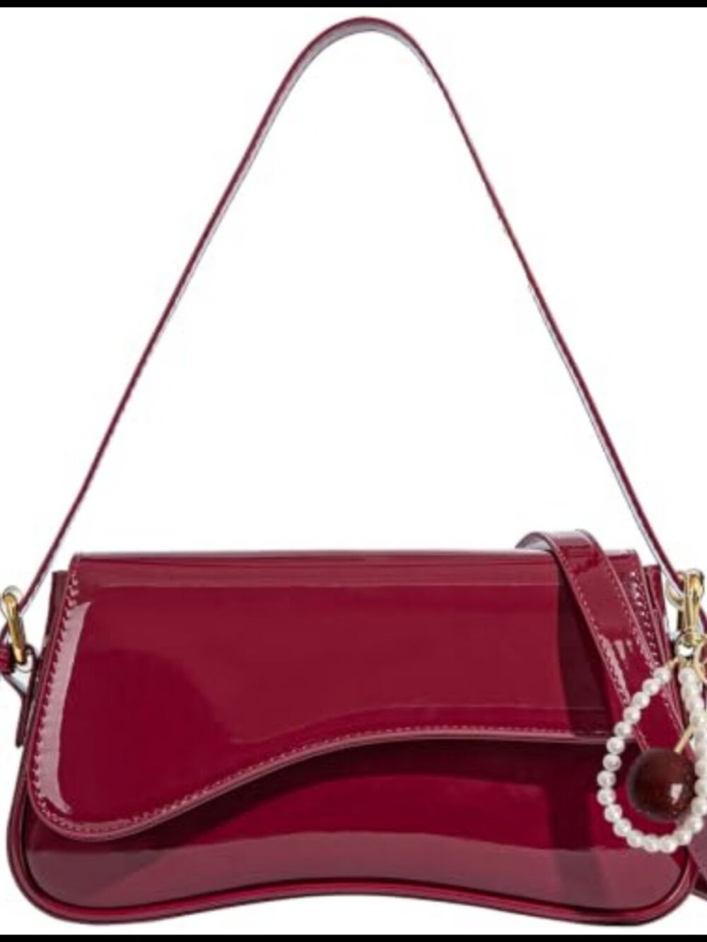 PU Leather Hobo Shoulder Bag Cherry Pendant Crossbody